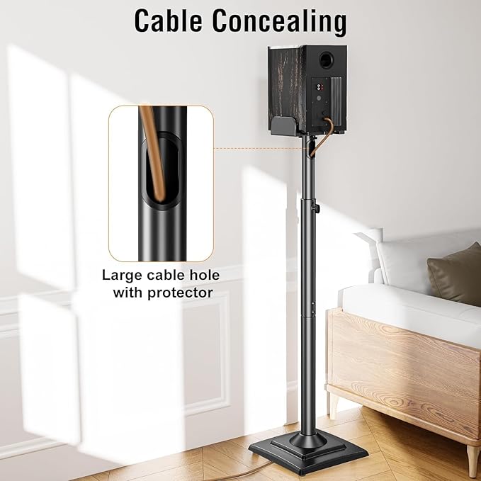 ELIVED Universal Speaker Stands Pair Height Adjustable Max 43.3", Surround Sound Speaker Stands for Bookshelf Speaker Satellite Rear Speakers Up to 11 lbs, Spring-Loaded Plate Extends to 10", YD5028