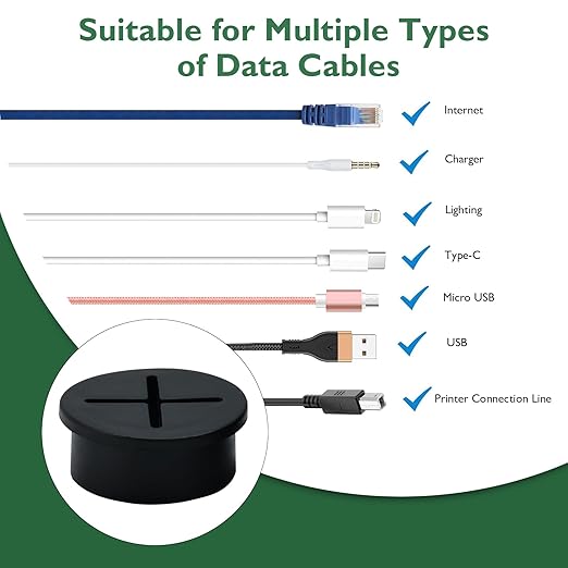 20Pcs Desk Grommet, 3/4" (20mm) Black Silicone Cord Hole Cover, Flexible Rubber Wire Grommets, Wall Grommets for Cables Management, Table, Countertop, Cabinets and Furnitures Wire Organizer