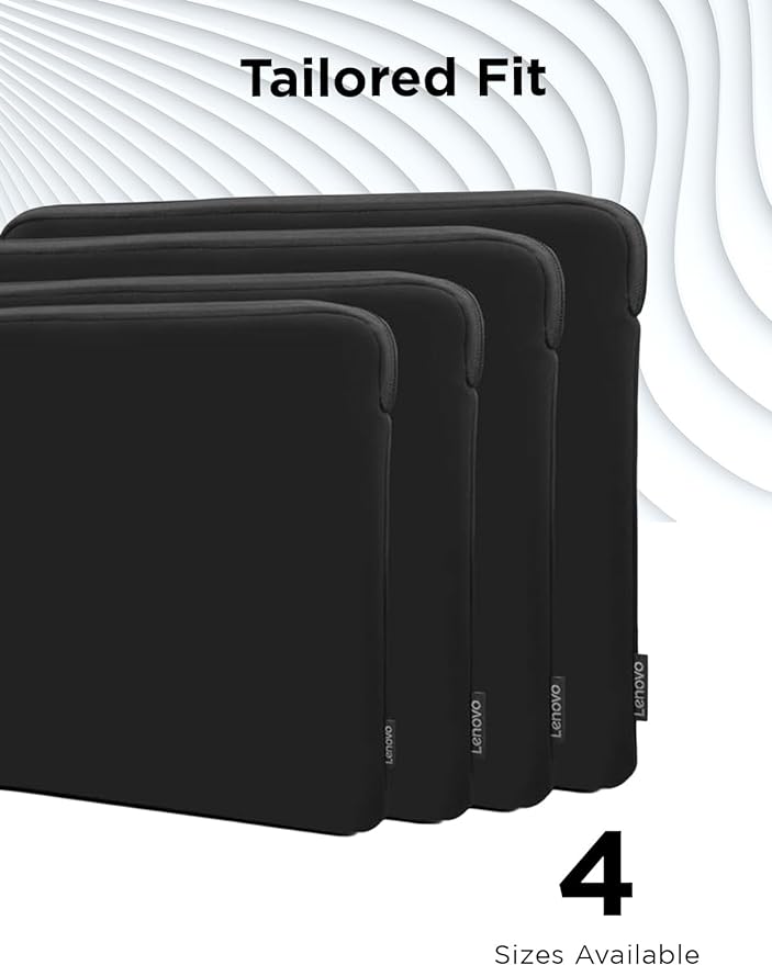 Lenovo Basic Laptop Sleeve 13 Inch Notebook/Tablet Compatible with MacBook Air/Pro Neoprene Material - Soft Fleece Lining - Zippered Top Opening - Black