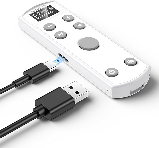 AODELAN Rechargeable Wireless Shutter Release for Canon Camera Remote Control Zoom Focus Compatible with R50,G7X Mark III,R6 Mark II,R5,R6,R7,M6 Mark II,M200,M50,90D,200D,Replace Canon BR-E1(White)