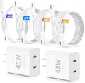 iPhone 16 15 Pro Max Charger Fast Charging,45W Dual Port USB C Fast Charger Block [2-Pack] & Extra Long 60W 3/6/10/10FT USB C Cable - PD Quick Adapter 3.0 for iPhone 16 15/16 15Pro/16 15 Plus.