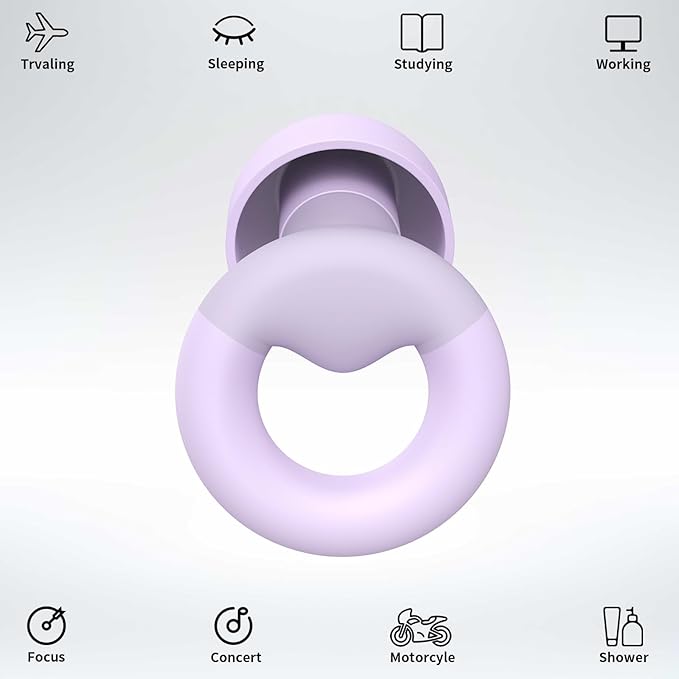 Earplugs for Sleeping & Noise Reduction - Soft Silicone Earplugs with 7 Pairs Ear Tips & One Connection Cord, Hearing Protection for Sleeping, Concerts, Work & Sound Reduction 25dB-30db