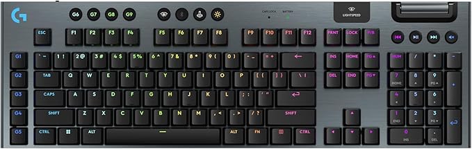 Logitech G915 X Lightspeed Wireless Mechanical Gaming Keyboard, Double-Shot PBT Keycaps, Fully Programmable Keys, RGB Backlit Mac/PC Gaming Keyboards, Aluminum Finish, GL Linear Switches, Black