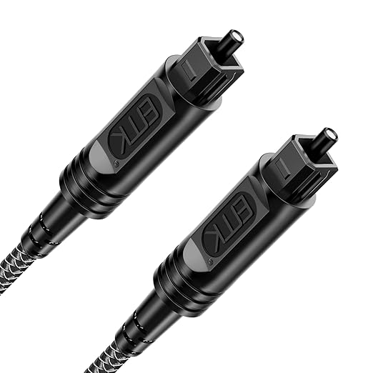 EMK Digital Optical Audio Cable [30 Feet/10M] - Slim Nylon Braided Toslink Fiber Optic Cable for Sound Bar, TV, Home Theater, PS4, Xbox, Blu-Ray Player & More - High-Speed SPDIF (Black1)