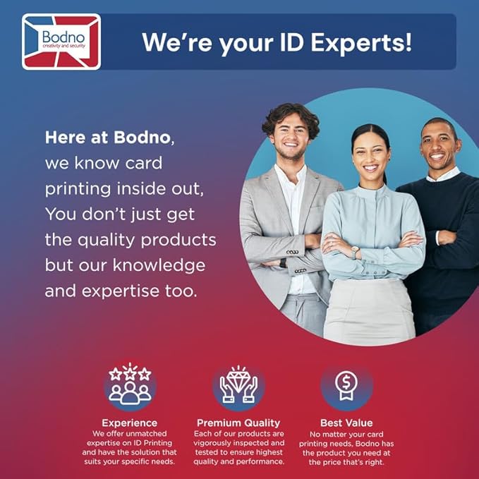 Bodno Seaory S25 Single Sided ID Card Printer & Complete Supplies Package ID Software - Silver Edition