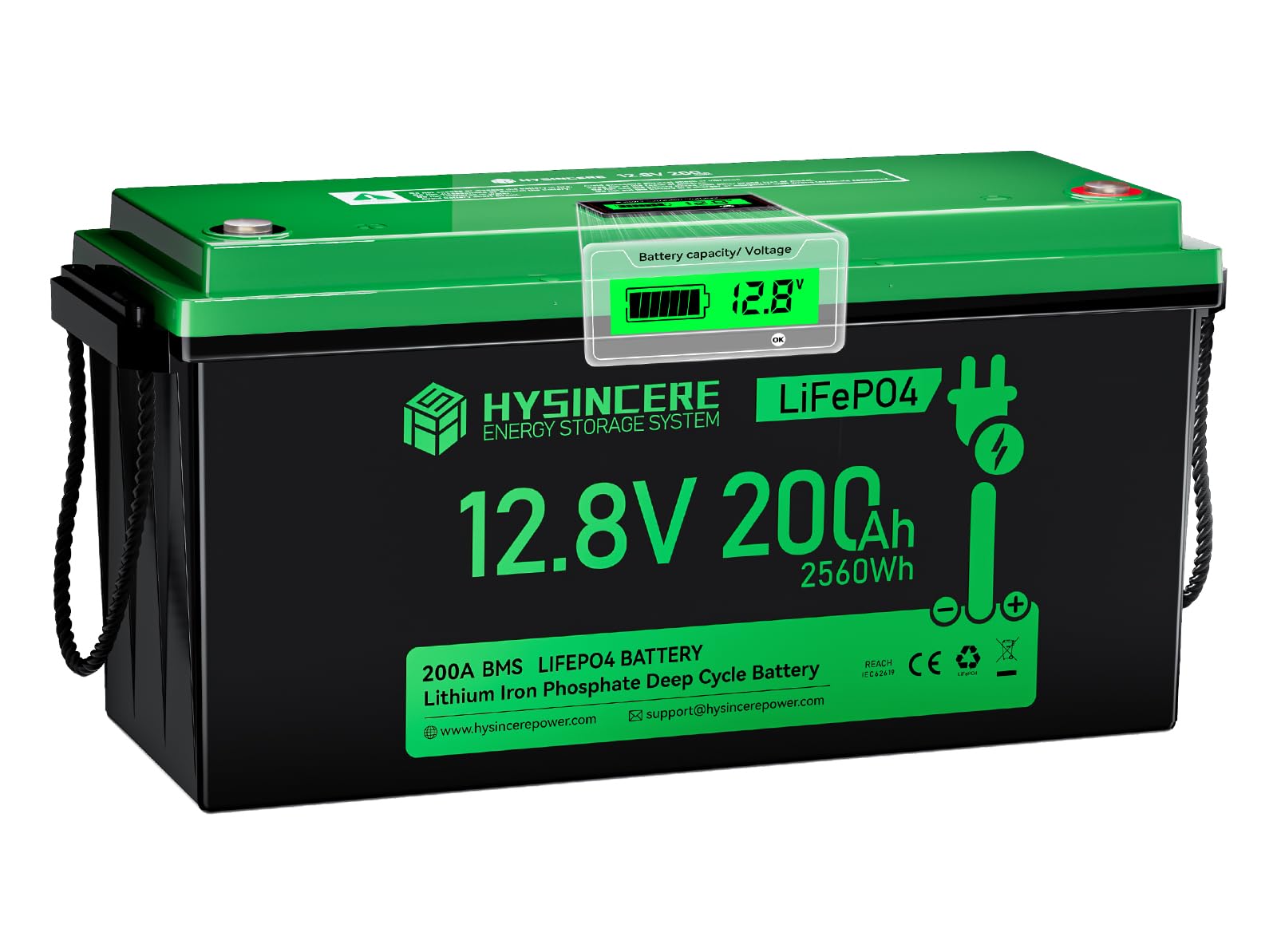 HYSINCERE 12V 200Ah LiFePO4 Lithium Battery with 2560Wh Energy, Built-in 200A BMS, Discharge Current (3S) up to 400A, Perfect for RV Solar Energy Storage Marine Trolling Motor, 8D Size Compatible