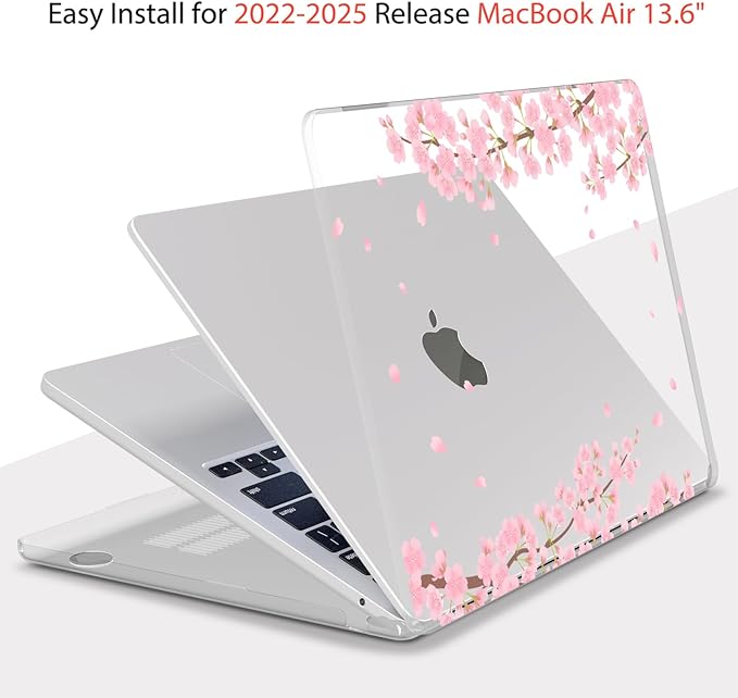 Teryeefi Compatible for MacBook Air 13.6 inch Case A3240 A3113 A2681 (2025 2024-2022 Release), Protective Plastic Hard Shell Cover for MacBook Air M2 M3 M4 13 inch, Pink Aakura A005