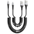iPhone Charger Cable for Car (3FT/5FT), 2Pack Coiled Lightning Cable, [Apple MFi Certified] Retractable Charging Cord Compatible with iPhone 14/13/12/11 Pro Max/XS MAX/XR/XS/8/iPad/iPod/CarPlay
