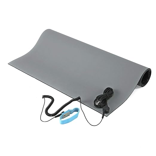 MWRF ESD Mat Kit with Wrist Strap and Grounding Cord (20 Inches x 24 Inches x 0.12 Inch, Grey) - MWRF Source