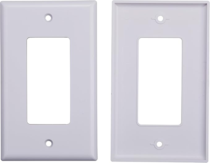 1 Port Keystone Wall Plate, Single Gang White Jack Insert for Ethernet, Coax, HDMI – Standard Size WallPlate Cover for Home & Office (10 Pack)