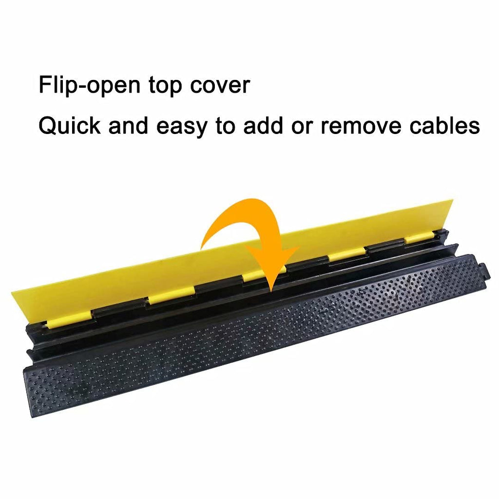YONSHENG Rubber Cable Ramp Cord Cover Cable Protector Ramps Wire Hose Protective 2 Channel 22000Lbs Load Capacity Traffic Speed Bump for Asphalt Concrete Gravel Driveway Indoor Outdoor, 3 Pack