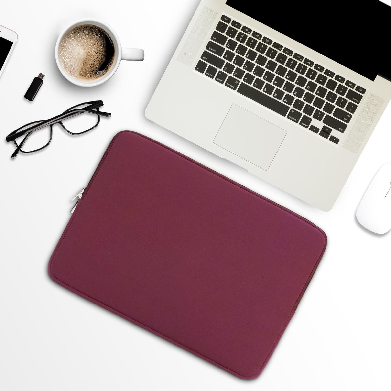 RAINYEAR 16 Inch Laptop Sleeve Case Soft Lining Padded Cover, Red