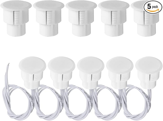 Recessed Door Contacts NC Security Alarm Window Sensors with Magnetic Reed Switch. 3⁄4 Inch Door Contact Position Switches DCS Work with All Access Control and Burglar Alarm Systems White 5pcs