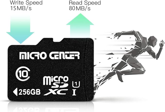 INLAND Micro Center 256GB Class 10 MicroSDXC Flash Memory Card with Adapter for Mobile Device Storage Phone, Tablet, Drone & Full HD Video Recording - 80MB/s UHS-I, C10, U1 (1 Pack)