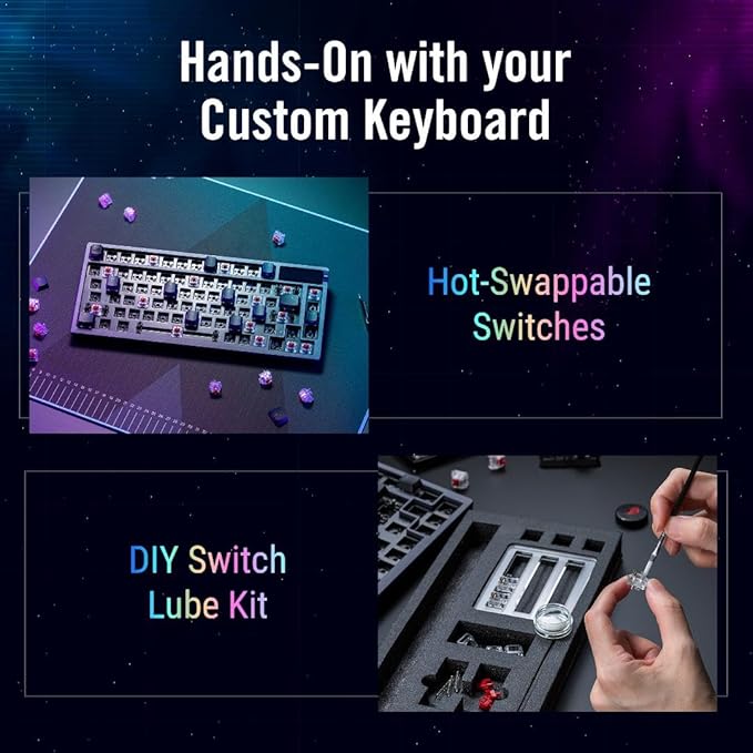 ASUS ROG Azoth 75 Wireless DIY Custom Gaming Keyboard, OLED Display, Gasket-Mount, Three-Layer Dampening, Hot-Swappable Pre-lubed ROG NX Snow Switches & Keyboard Stabilizers, PBT Keycaps, RGB
