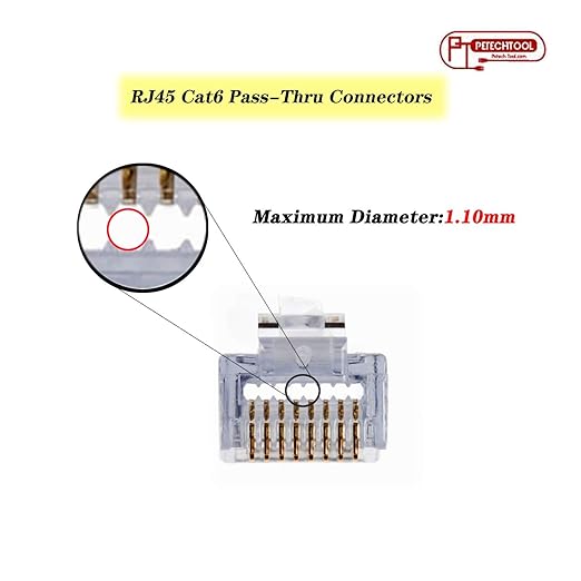 PETECHTOOL RJ45 Cat6 Pass Through Connectors Gold Plated 8P8C Ends and Blue Strain Relief Boots for CAT6 RJ45 Ethernet Network Cable Connector Plug Cover 100/100 (200 Packs Total)