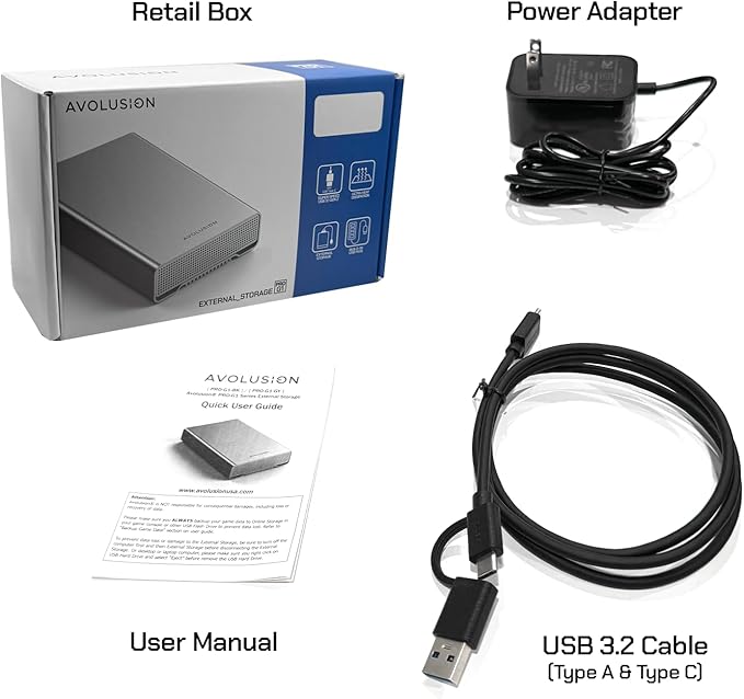 Avolusion PRO-G1 Series 12TB USB 3.2 Gen 2 (10Gbps) USB-C External Hard Drive w/USB HUB for Windows or MacOS Desktop PC/Laptop (Silver) (Renewed)