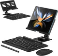 for Samsung Galaxy Z Fold 7 6 5 4 All Fold Smartphones Bluetooth Keyboard and Mouse Set, Portable Travel Keyboard Adjustable Foldable Aluminum Alloy Stand Holder with Pen for 4.7"-8.5" Mini Tablets