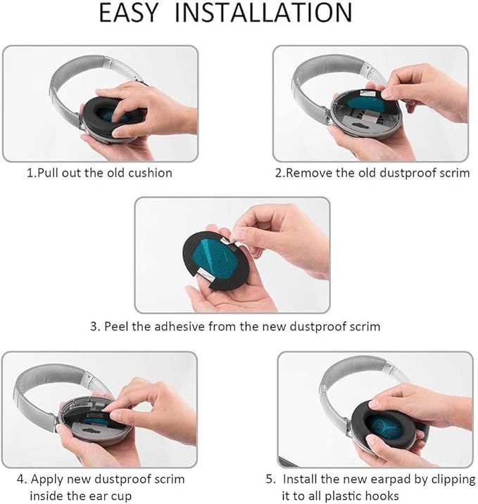 Qc35 Replacement Ear Pads for Bose - QC35,QC45,QC35ii Replacement Earpads Cushion - Compatible with Quiet Comfort35,QC25,QC35ii,QC15,AE2,AE2i-Comfortable & Durable (Blue)