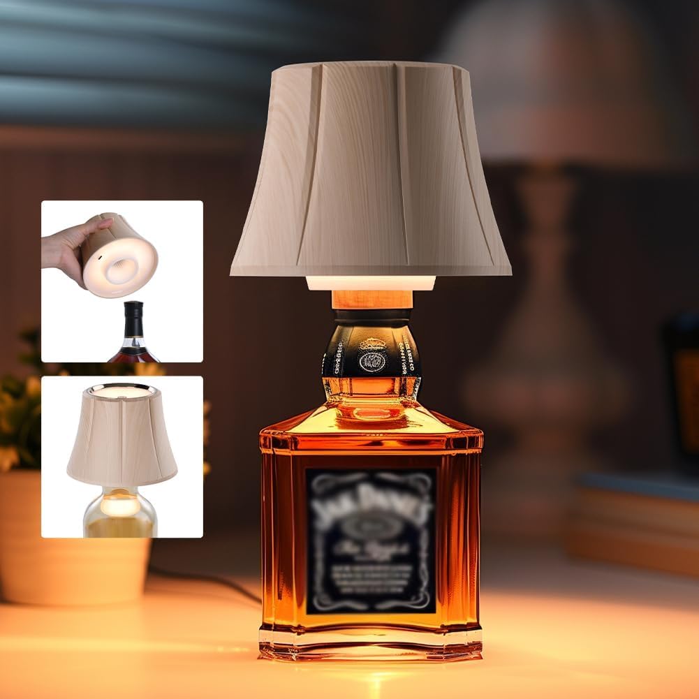 WILIT Wireless Bottle Lamp Shades for Table Lamps, 3 Level Brightness Bottle Lights for Liquor Bottles Topper, Led Bar Table Lamp, Home Bar Decor, Room Decor Accessories, Gifts for Men Women