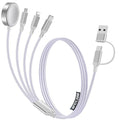 4-in-2 Charging Cable for Apple Watch Charger/Samsung/iPhone Charger,Car/Office/Camping/Travel Essentials,Type C Cable Multi Cord for iWatch Ultra/10-2/iPhone 16-11/Samsung S25-S20,iPad,airPods-Purple