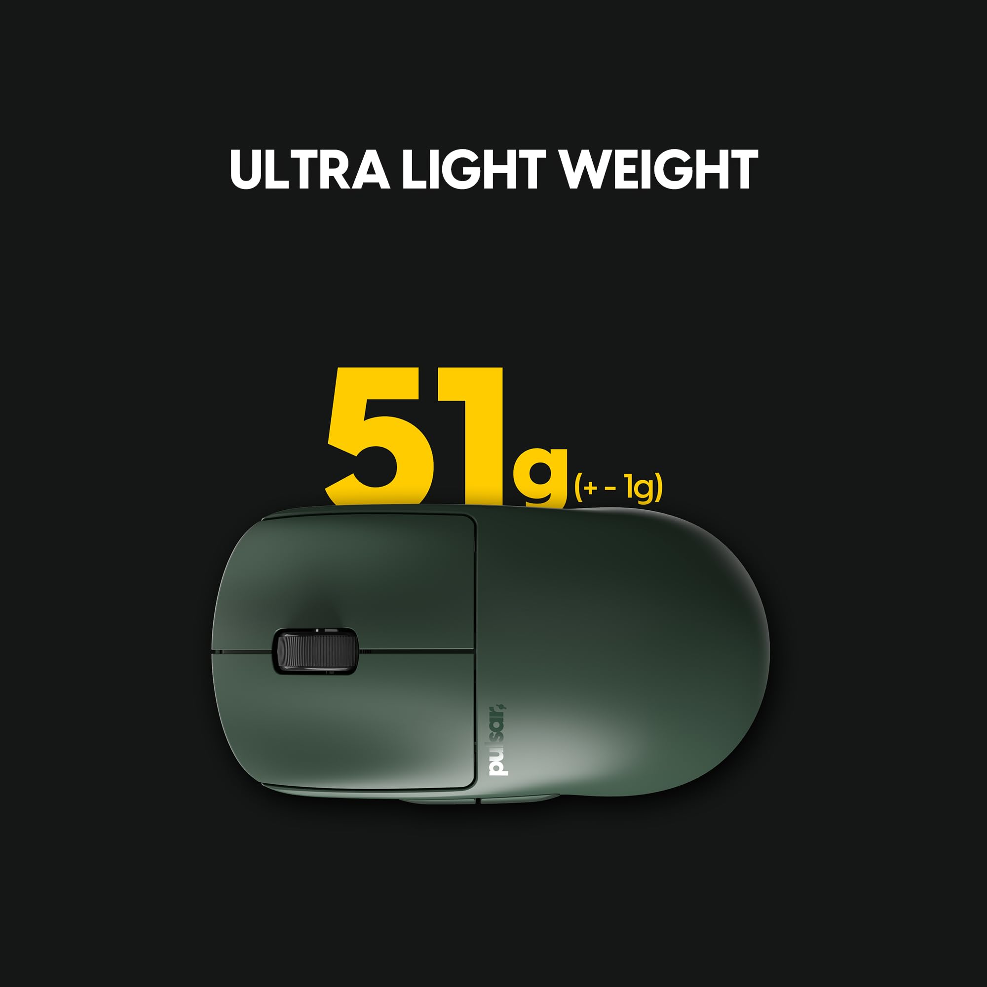 Pulsar Gaming Gears X2 v2 mini Wireless Gaming Mouse, Founder's Edition, Ultra Lightweight 1.80 oz (51 g), Symmetrical, Optical Switch, 2.4 Ghz 1 ms, 26000 DPI, PAW3395 Sensor (Mini, Wireless, Green)