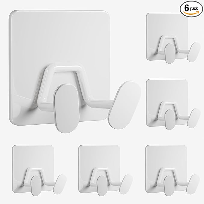 Adhesive Shower Hooks for Inside - Extra Sticky Razor Holder