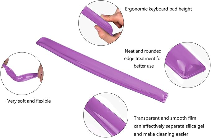 Silicone Gel Keyboard Wrist Rest Set Plus - ABRONDA Keyboard & Mouse Wrist Support Pad Office, Computer, Laptop, Mac - Durable, Comfortable and Pain Relief- Purple Set