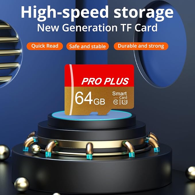 2 Pack Memory Card 64GB with Adapter, High Speed TF Card, UHS-I C10 A1 Memory TF Card for Tablet/Mobile Phone/Camera/Car Audio/Game Console (TF162 Red Gold 64GB)