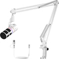 COMICA EJoy D10(A) USB Gaming Microphone – Boom Arm Mic with Noise Cancellation, XLR/USB-C, Real-Time Monitoring, Muting, RGB Professional Studio Mic for Gaming, Streaming, Podcast, Recording (White)