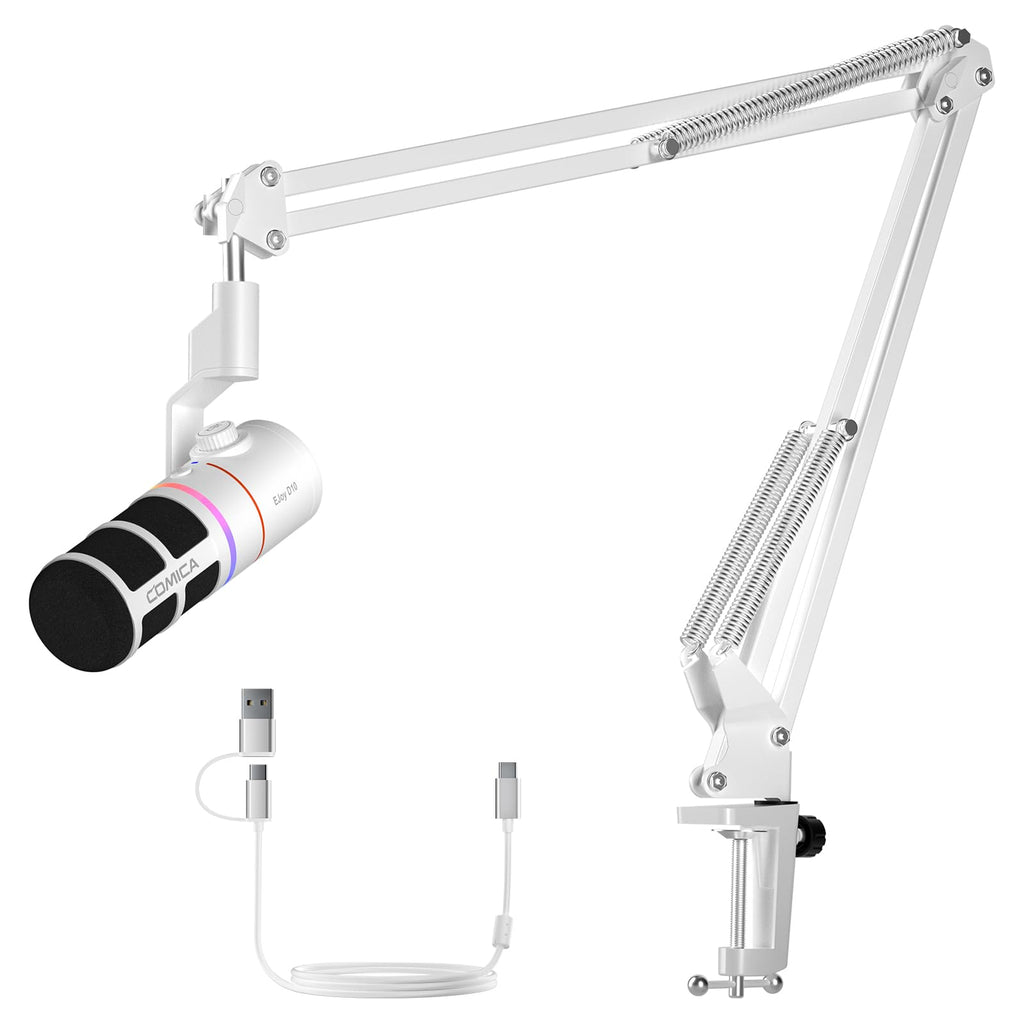 COMICA EJoy D10(A) USB/XLR Dynamic Gaming Mic with Boom Arm, Noise Cancel