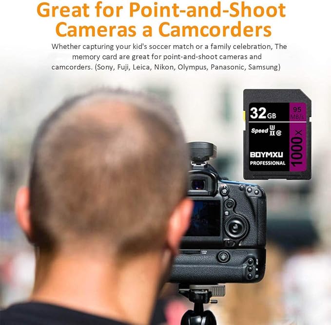 Professional 32GB Class 10 U3 Memory Card - Compatible with Computers, Cameras & Camcorders - Up to 95MB/s Read Speed - Purple/Black
