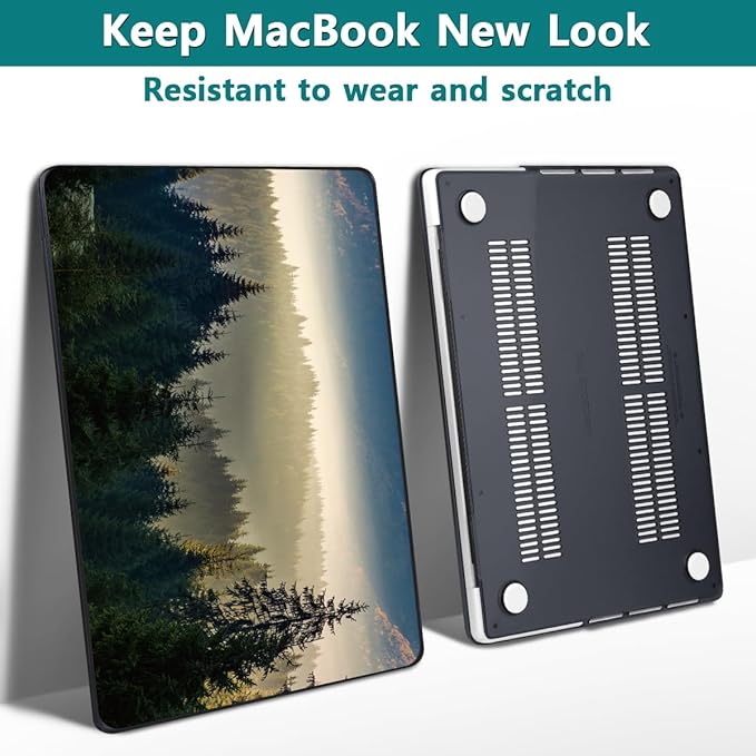 Teryeefi for MacBook Pro 14 inch Case M4 M3 M2 M1 2024 2023 2021 (Model:A3112 A3401 A3185 A2918 A2992 A2779 A2442), Hard Shell Cover + Keyboard Cover, Forest Landscape