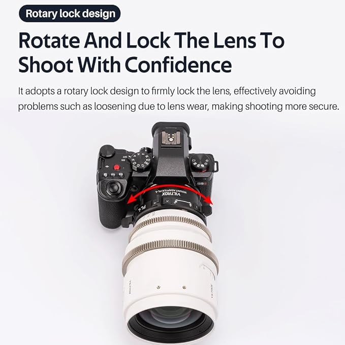 VILTROX PL-E Mount Lens Adapter Ring Lens Converter with Rotary Lock Compatible with PL Lens to Sony E/NEX Mount Cameras A7S3/FS7/5/FX9/A7R4/R3/a Series/Nex Series