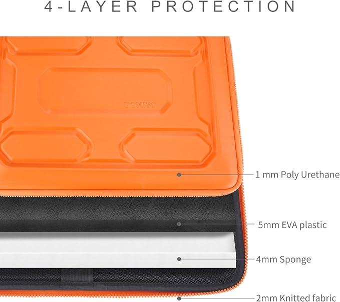 DOMISO 13.3 inch Laptop Sleeve with Handle Shockproof Computer Bag Waterproof EVA Protective Carrying Case for 13-13.3 inch Notebooks/13 MacBook Air/MacBook Pro Retina/Dell XPS 13/HP,Orange