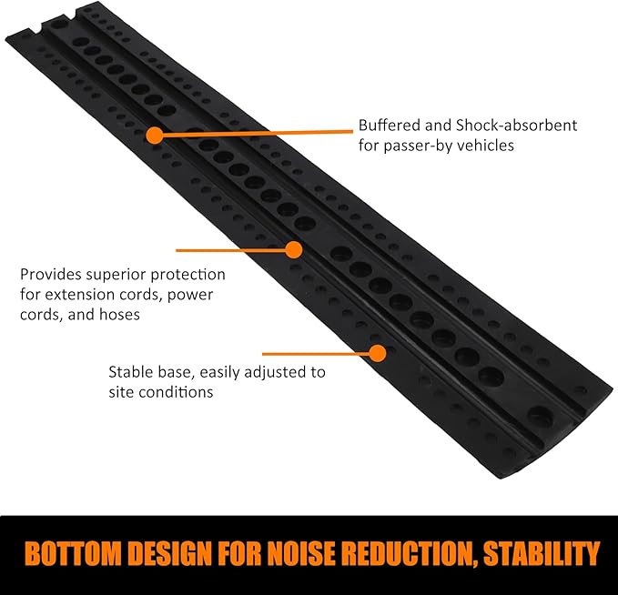 Heavy Duty Speed Bumps for Driveway, 2 Pack 6Ft Rubber Speed Bumps, 2 Channel Modular Traffic Speed Bump Hump Cable Protector Ramps for Asphalt Concrete Gravel Driveway Road with 6 Bolt Spikes