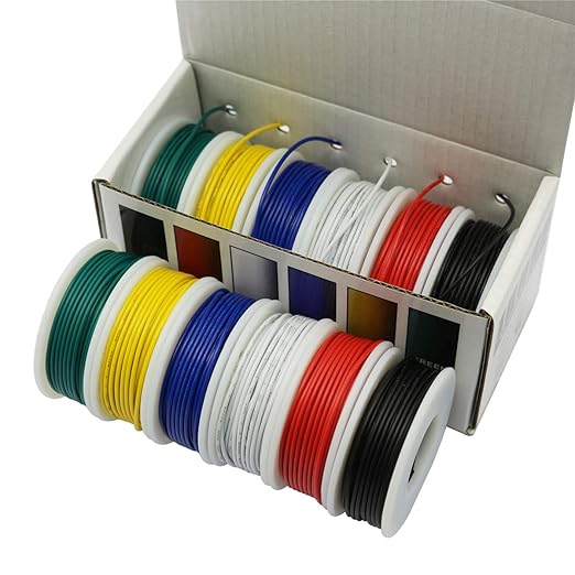 Hook up Wire Kit (Stranded Wire Kit) 28 Gauge 6 Colors 32.8 feet Each Electrical Wire 28 AWG PVC Wire