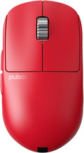 Pulsar Gaming Gears - X2H ES Wireless Gaming Mouse, Limited Edition, Symmetrical, Optical Switch, OLED Display, Driverless, PAW3395 Sensor, 100H Battery, 4K dongle Included (Medium, Red)