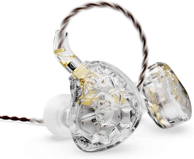 BASN ASONE 14.2mm Planar Driver in-Ear Monitors Earphone with Two Detachable MMCX Cables for Musicians Drummers Bass Players Singers(Clear)