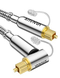 VANAUX 90-Degree Optical Audio Cable 6FT,Premium Fiber Optic Toslink Cable(24K Gold-Plated Connectors,Aluminum Alloy Shell,Braided Jacket)Ideal for Tight Spaces,Home Theater,Soundbars,Gaming Consoles