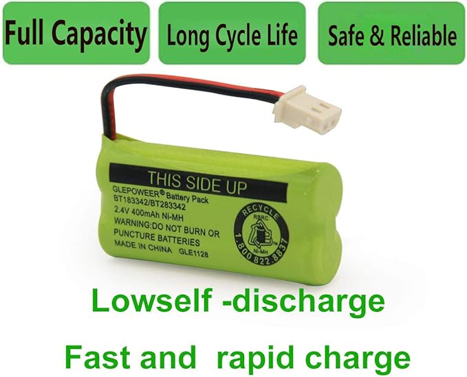 BT183342/BT283342 2.4V 400mAh Ni-MH Battery Pack, Also Compatible with Cordless Phone Batteries BT166342/BT266342 BT162342/BT262342 CS6709 CS6609 CS6509 CS6409 EL52100 EL50003(3 Pack)