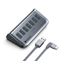 Yottamaster 7 Port USB 3.0 Hub, Data USB Hub Splitter with 3.2ft Cable Compatible with MacBook, Mac Pro, Compatible with Mac mini, iMac, Laptop, PC, USB Flash Drives, Mobile HDD, Printer (3.2ft)