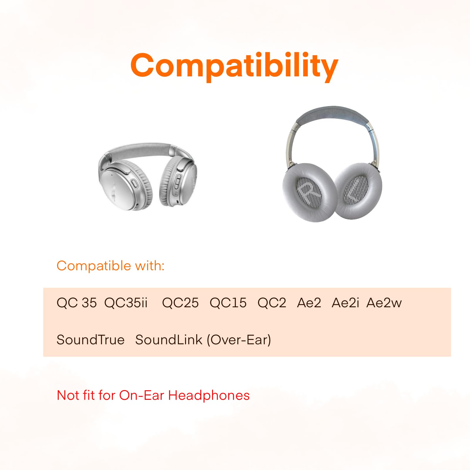 MBWIGF Replacement Ear Pads for Bose QuietComfort 35 (QC35) & Quiet Comfort 35 II (QC35ii) Headphones, Replacement Earpad Cushion with Comfortable Extra Thick Memory Foam and Softer Leather (Gray)