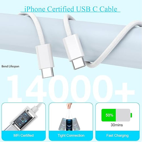 10FT Apple iPhone 17 16 15 Charger,2Pack Extra Long 10Foot USBC Woven Cable