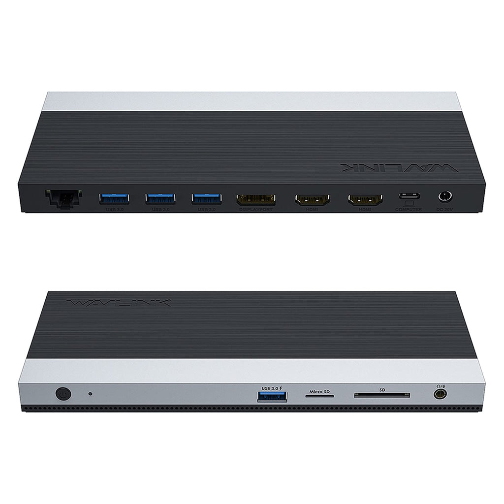 WAVLINK USB C Docking Station 3 Monitor with 100W PD, USB-C Laptop Dock Triple Display for Dell Hp Lenovo Windows, Type C Adapter Hub - Dual HDMI, DisplayPort, Ethernet, 4 USB3.0, SD/TF Slot, Audio
