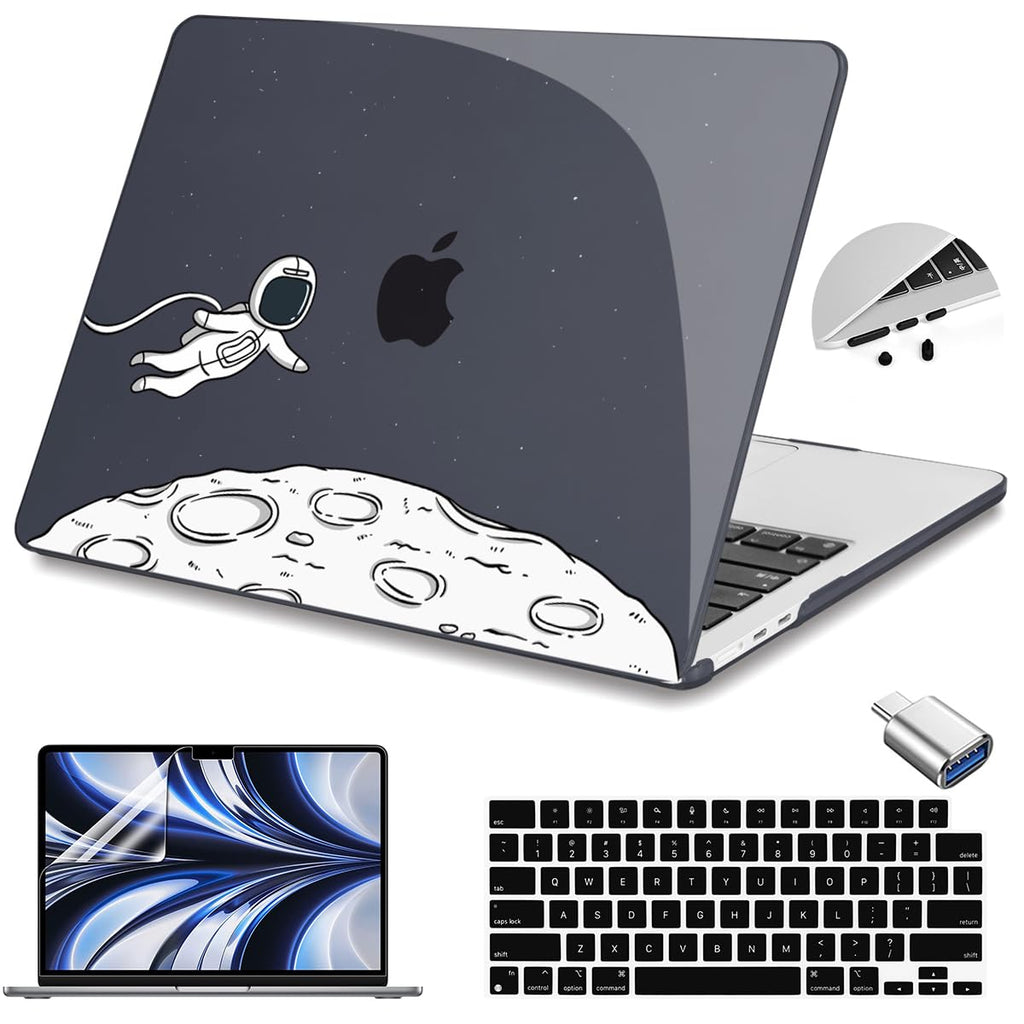 Teryeefi for M4 MacBook Air 13.6 inch Case 2022 2023 2024 2025 Release M3 A3113 M2 A2681 with Touch ID, Design Hard Shell Case+Keyboard Cover+Screen Protector+Type C Adapter, Floating Astronaut