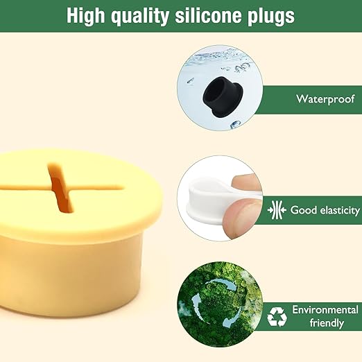 20Pcs Desk Grommet, 1" (25mm) White Silicone Cord Hole Cover, Flexible Rubber Wire Grommets, Wall Grommets for Cables Management, Table, Countertop, Cabinets and Furnitures Wire Organizer