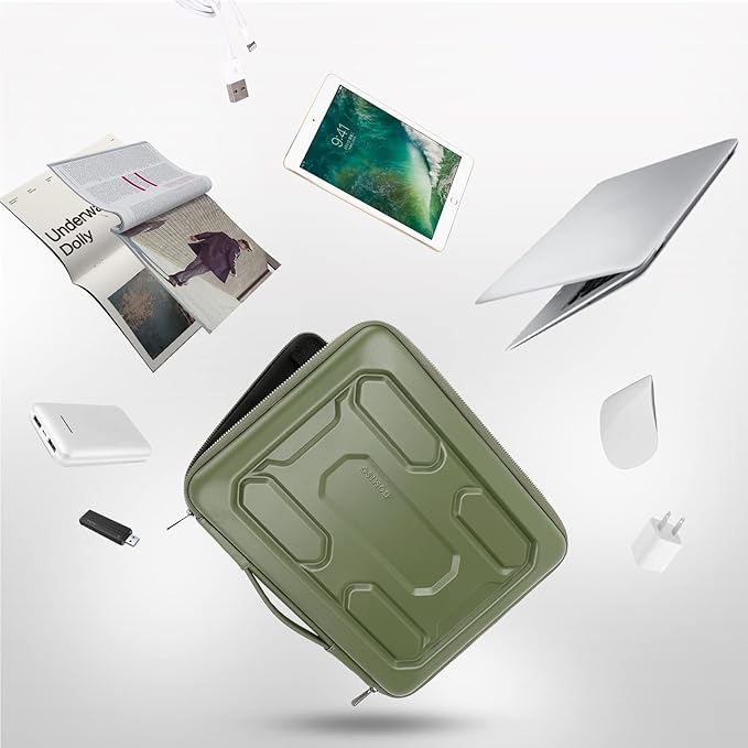 DOMISO 15.6 inch Laptop Sleeve with Handle Shockproof Waterproof EVA Protective Case for 15.6" Yoga 720 IdeaPad 310 320 ThinkPad T570/Legion 5 Gen 6/HP Envy 15/15.6" Notebooks, Green