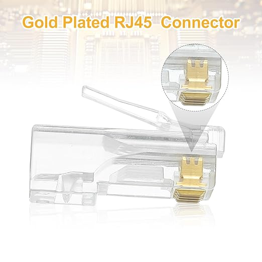 MECCANIXITY 60pcs Cat6 RJ45 Pass Through Connectors, RJ45 Connector 8P8C Gold Plated Plugs with 60pcs Light Grey Strain Relief Boots for Solid or Stranded UTP Ethernet Cable, 1.1mm