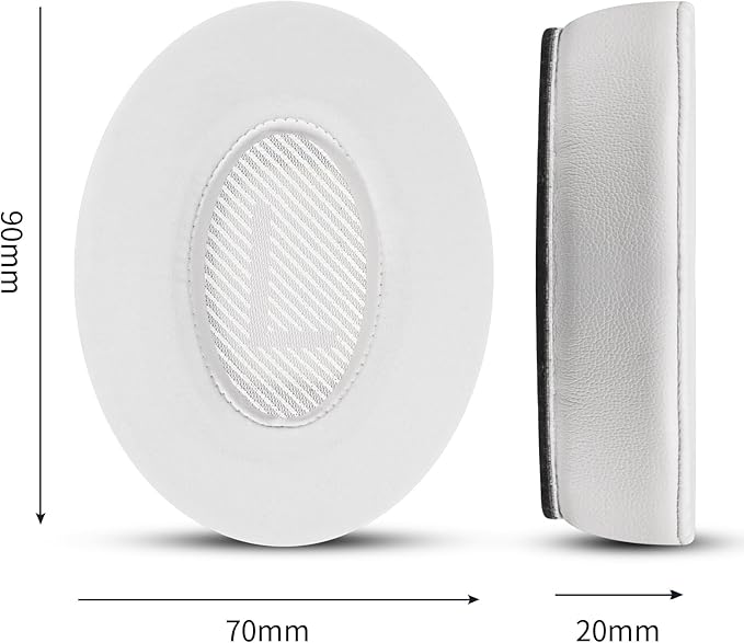 Full Cooling Gel Replacement Earpads for Bose Quiet Comfort QC35 Headphones Ear Pads Cushions with Breathable Ice Silk Fabric, High-Density Noise Cancelling Foam - White